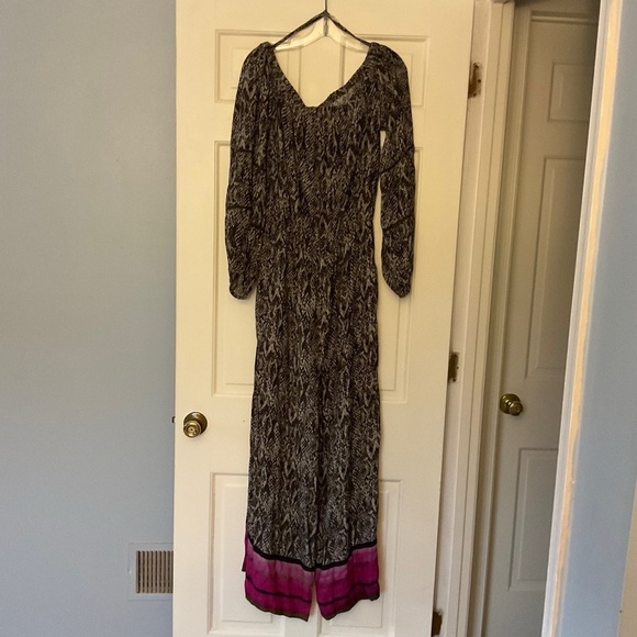 Anthropologie Bl-nk London Pezira Off-the-Shoulder Jumpsuit Animal Print L NWT - Picture 4 of 13